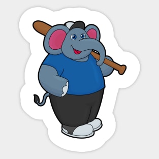 Elephant at Baseball with Baseball bat Sticker